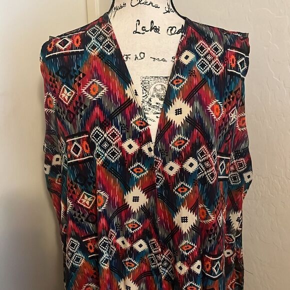 Lularoe Aztec Southwestern Sleeveless Open Style Kimono Boho Festival Modern - Picture 4 of 8